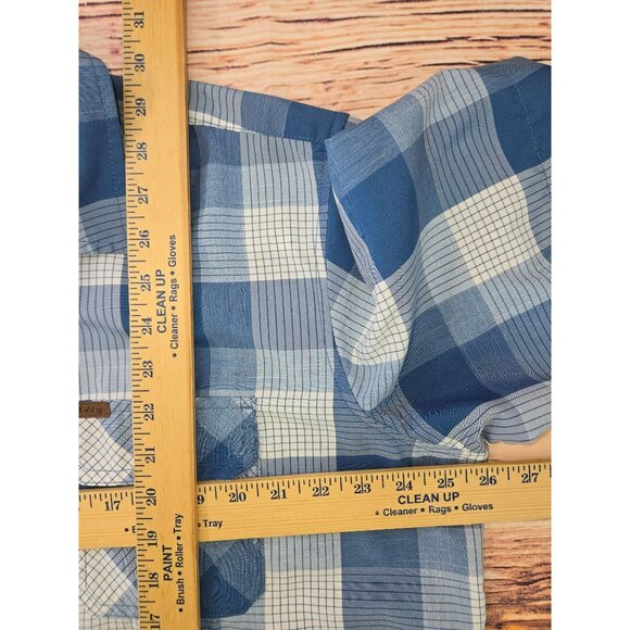 Orvis Mens Short Sleeve Blue Plaid Shirt Large Two-Pocket - Picture 8 of 8